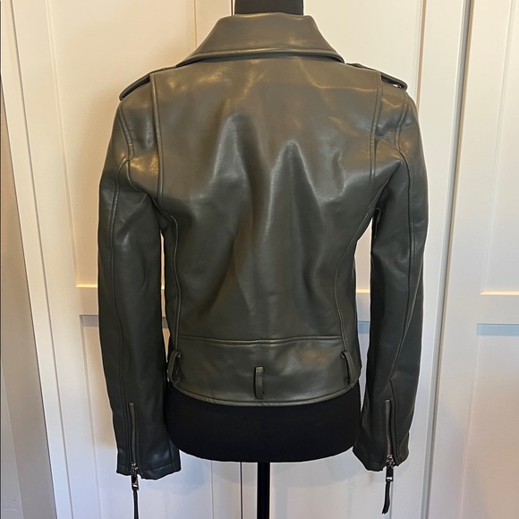 REBECCA MINKOFF Rebecca Minkoff Dark Green Vegan Leather Moto Jacket Size XS - Picture 9 of 11